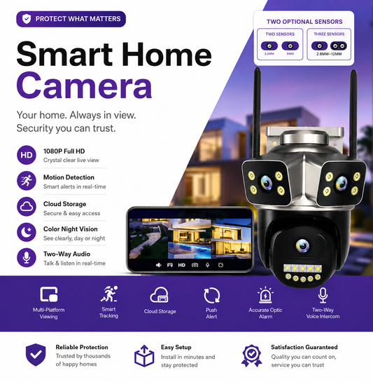 4K Two lens 3 views security Wi-Fi PTZ Outdoor camera and 10x zooming
